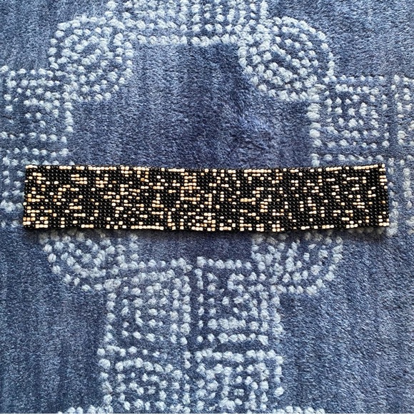 🐚 BOHO BLACK TAN BEADED THICK STRETCHY BELT! - Picture 4 of 10